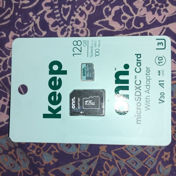 Keep ONN 100006054 microSDXC Card 128gb With Adapter 100 Mb/s New Phone Memory - Picture 3 of 9